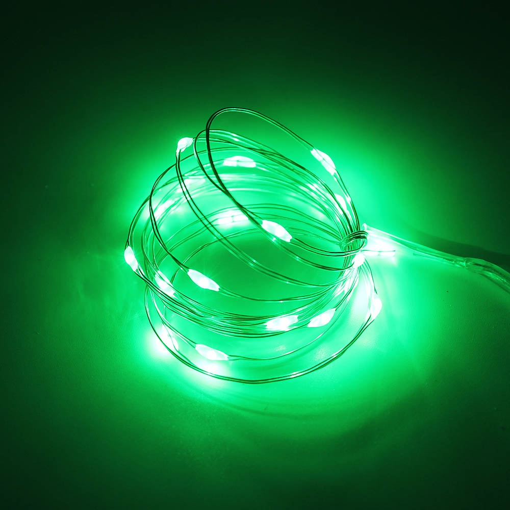 20 LED Copper Lights w/Batt – Green – Theperfectco.com