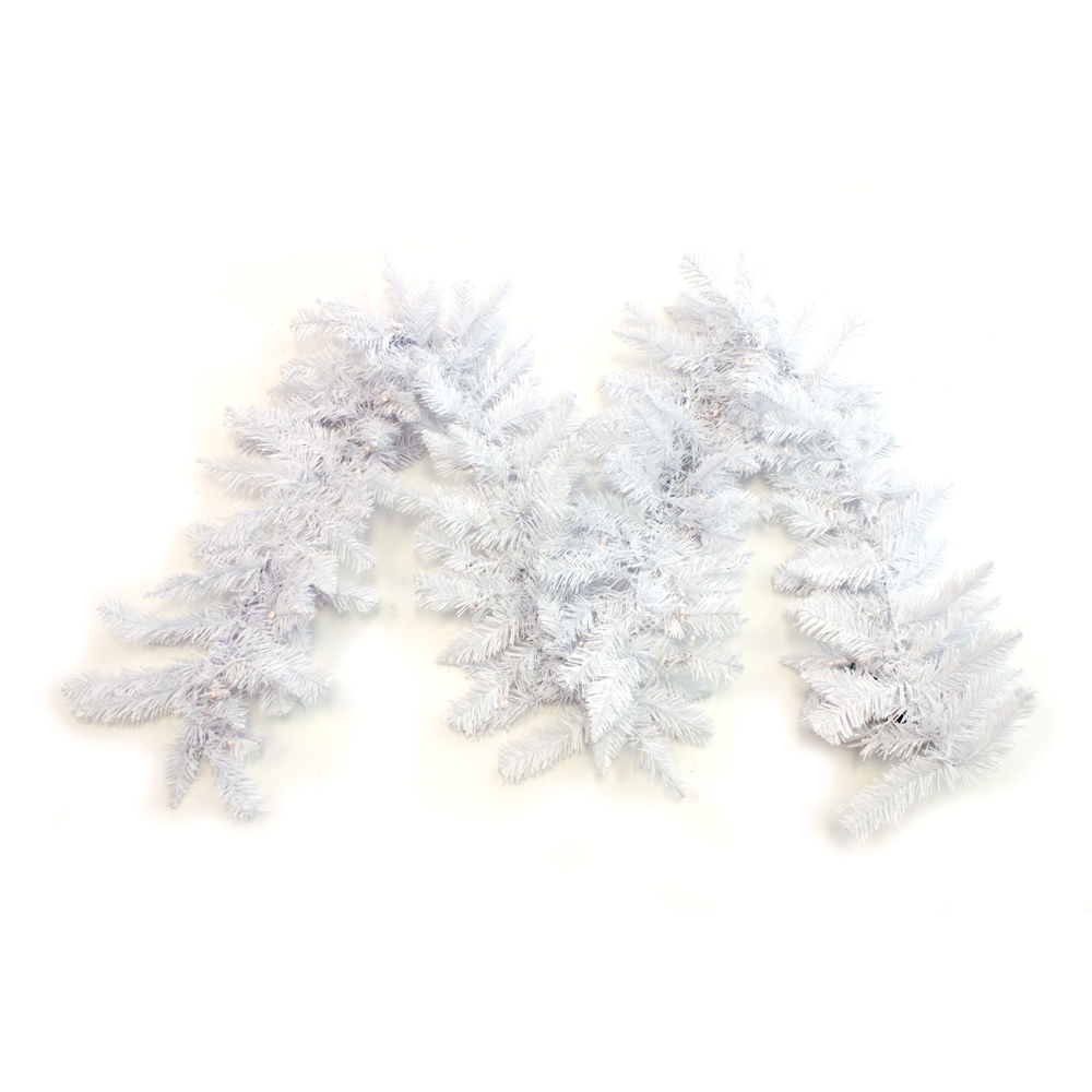 9′ x 12″ Prelit White Christmas Garland – Battery – Theperfectco.com