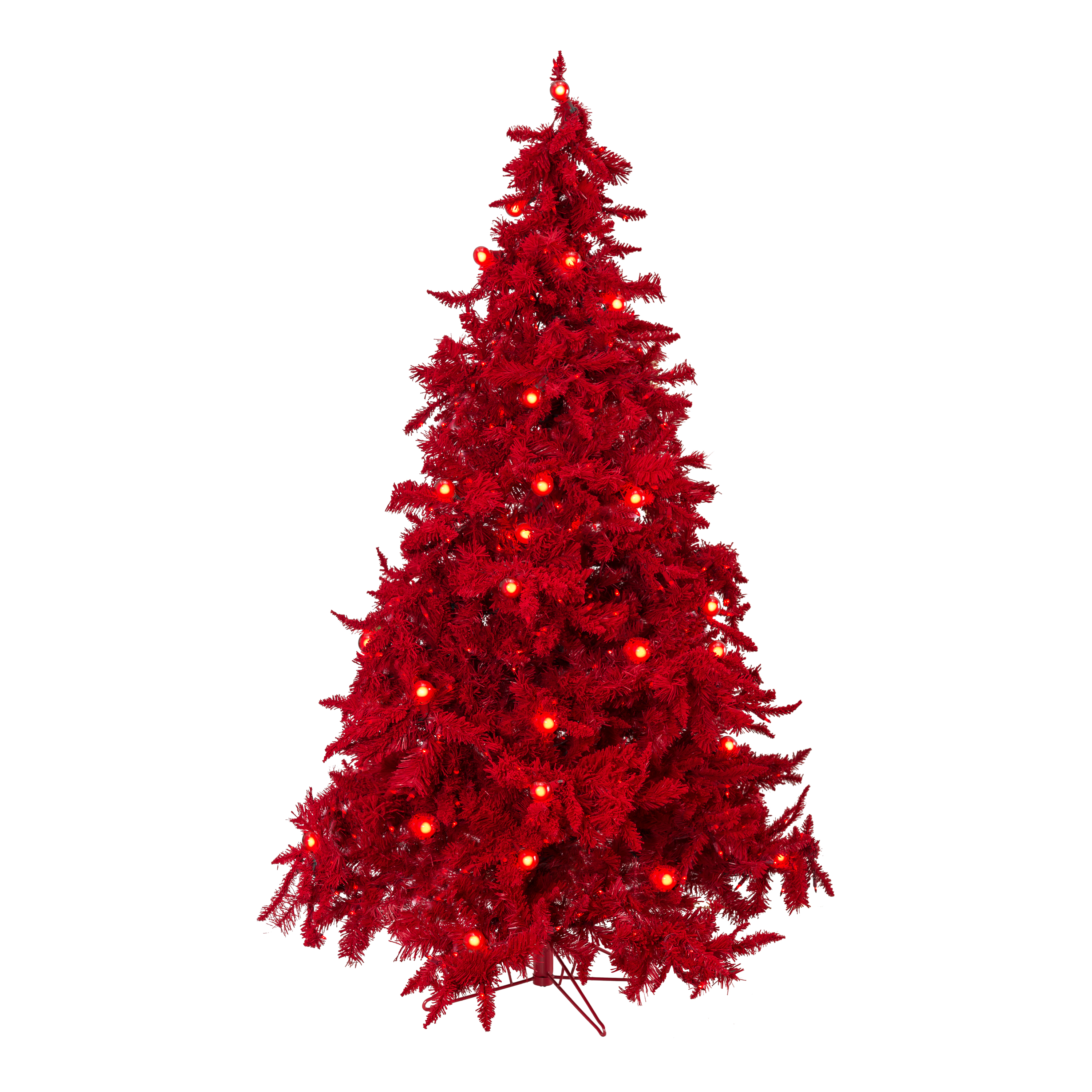 6.5′ Prelit Ruby Red Christmas Tree with Small & Large 